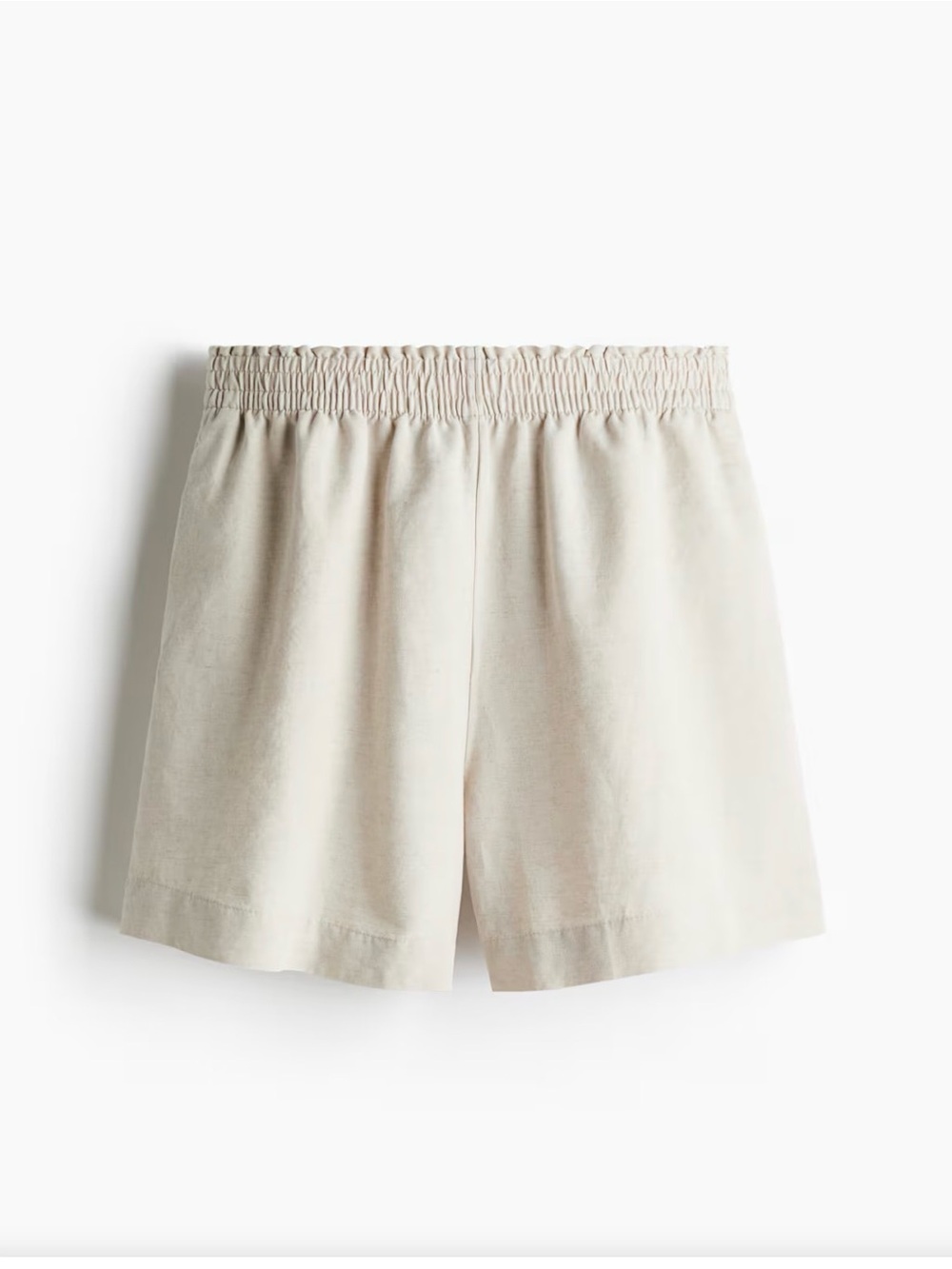 H&M Women's Elastic-Waist Linen-Blend Shorts - Light Beige